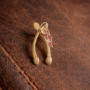 Gold Wishbone Vintage Lapel Pin Tie Tack Brooch